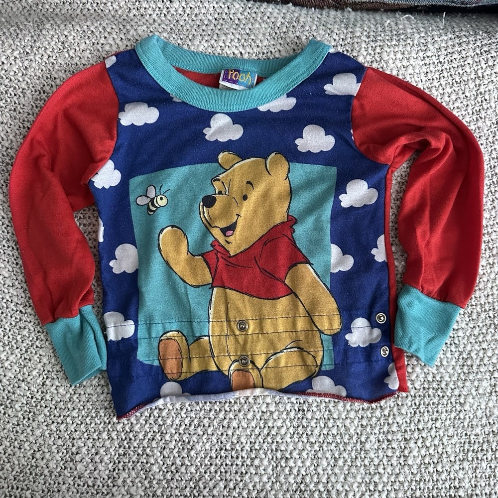 VTG Rare Winnie The Pooh Pajama Top Colorful Size 2T Rare Print‎